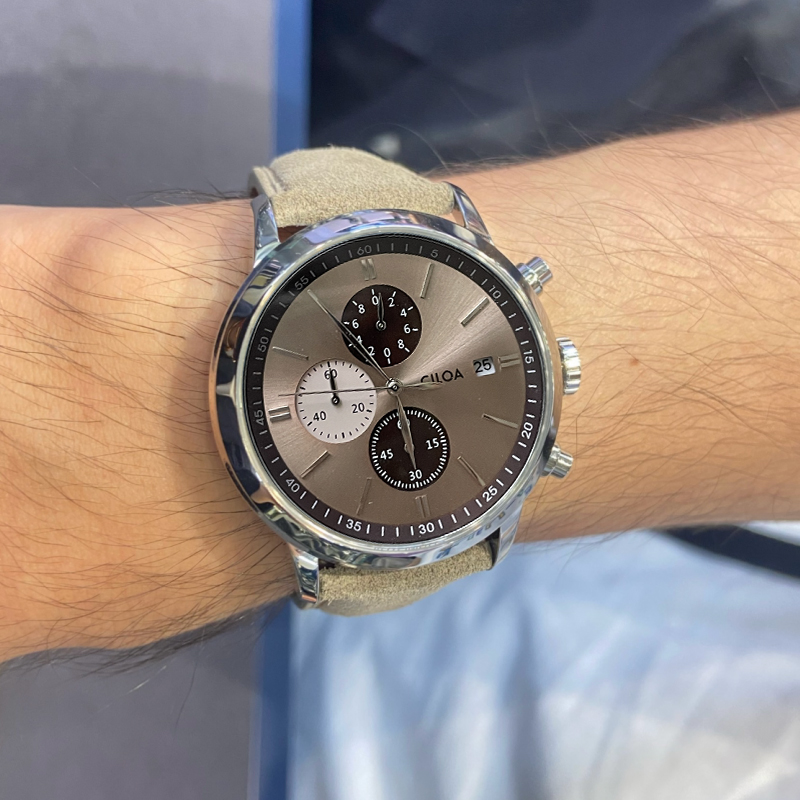 CILOA – męski zegarek chronogr – Suede Strap Watch recenzja i cena
